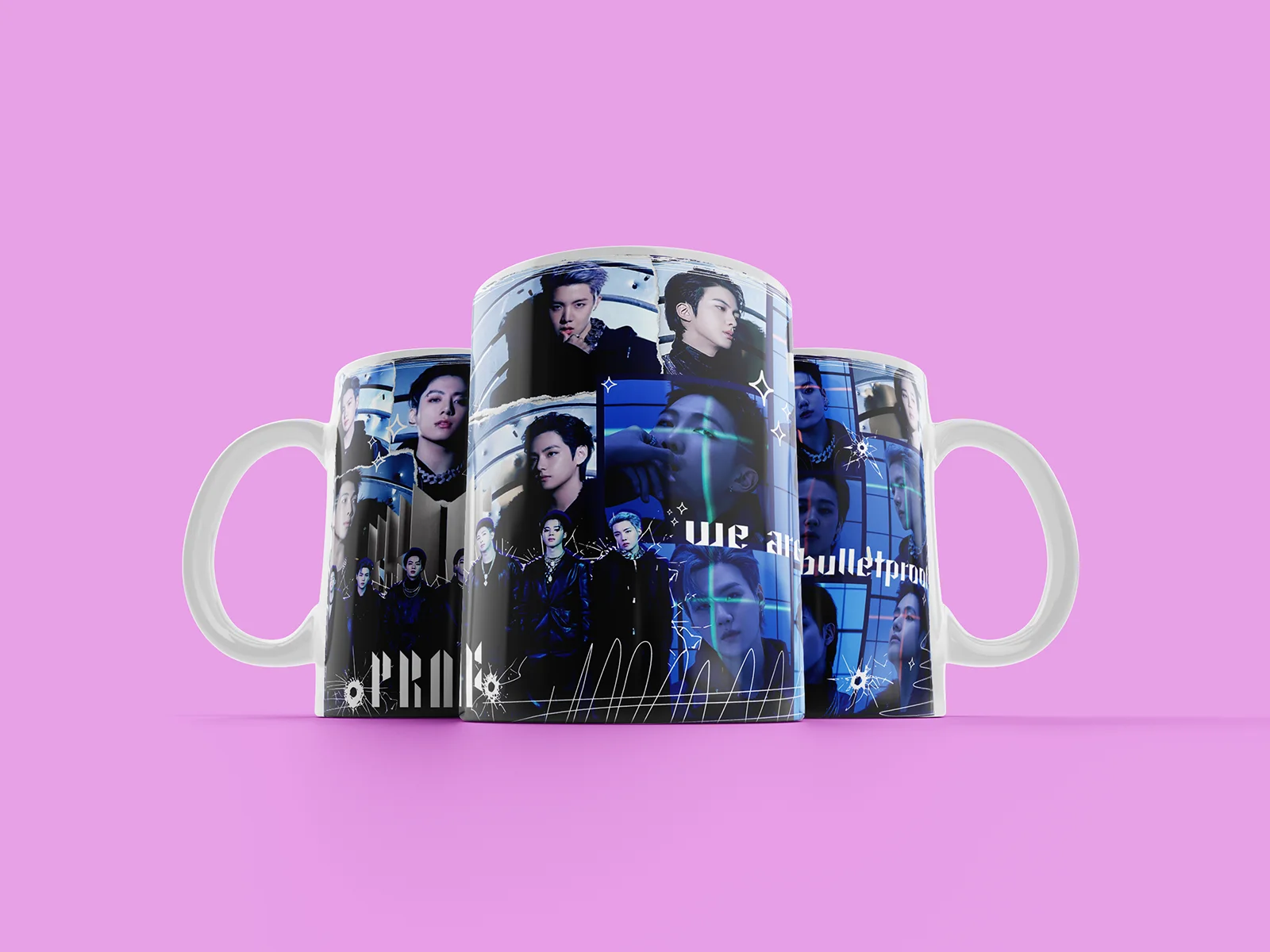 Caneca BTS Proof personalizada em cerâmica 325ml com design exclusivo inspirado na coletânea do BTS.