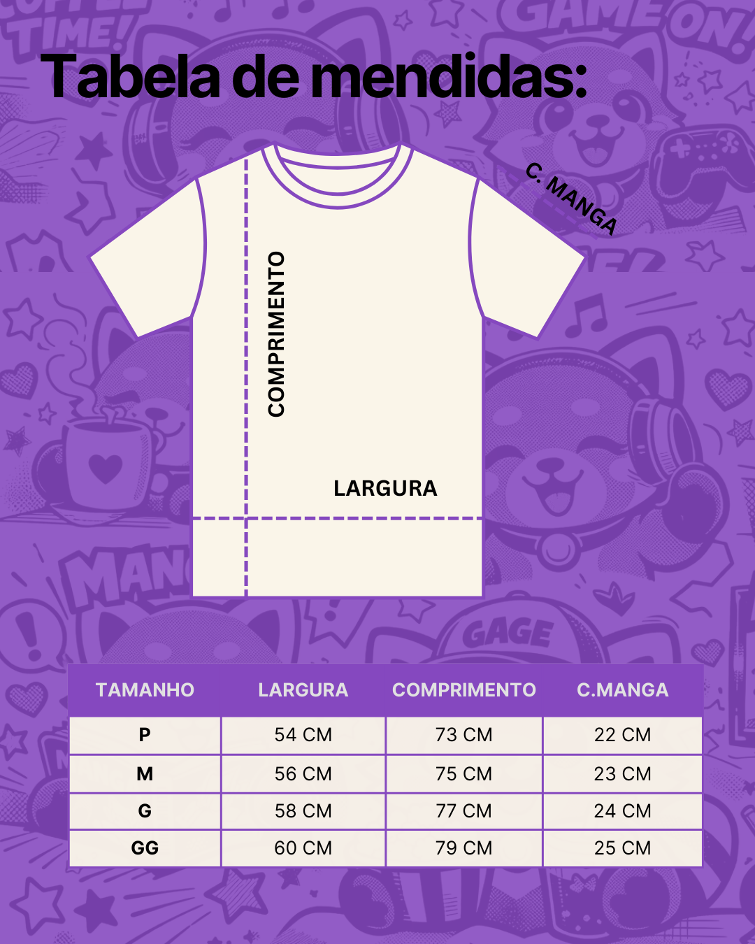 Tabela de Medidas GagePop