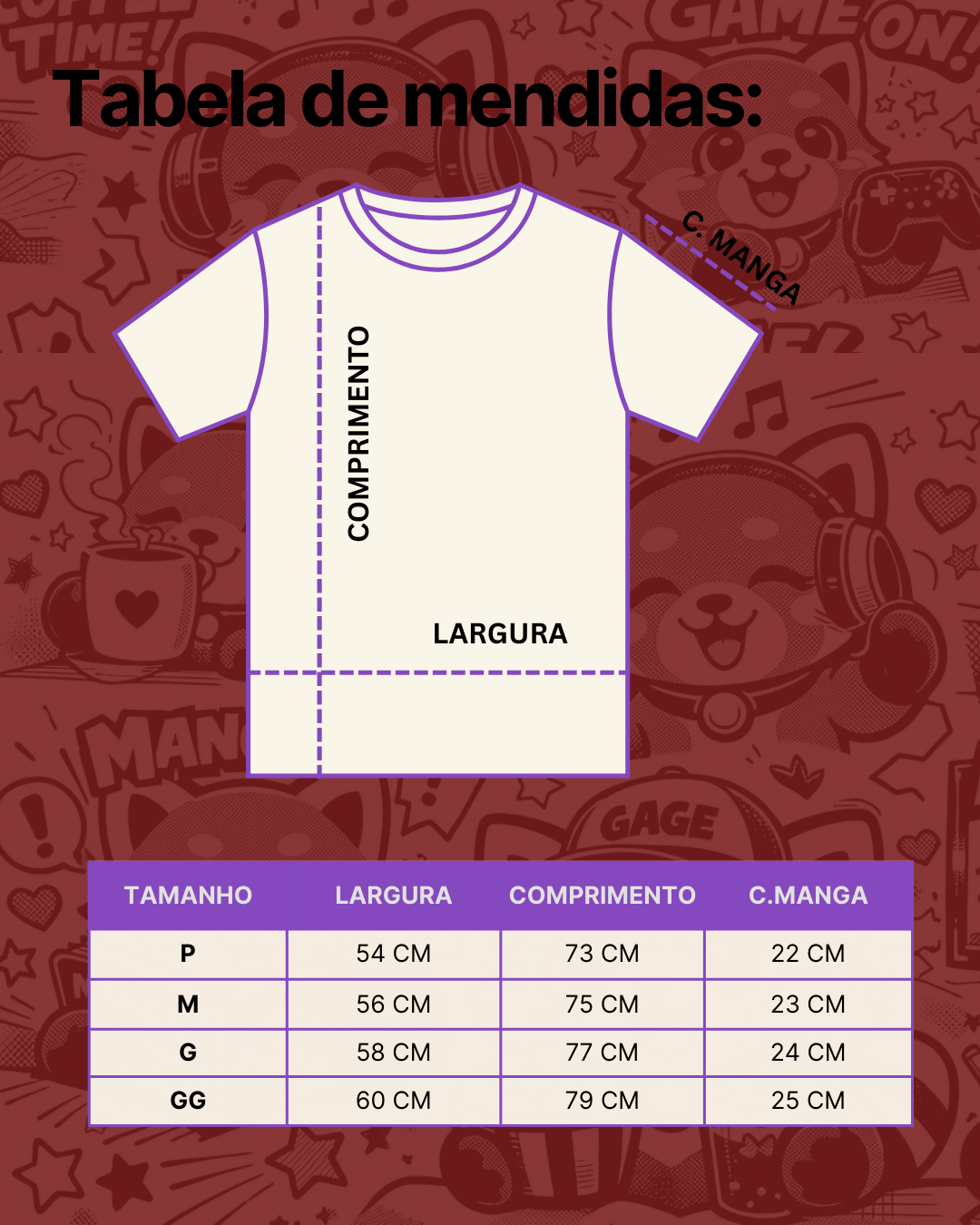 Tabela de Medidas GagePop